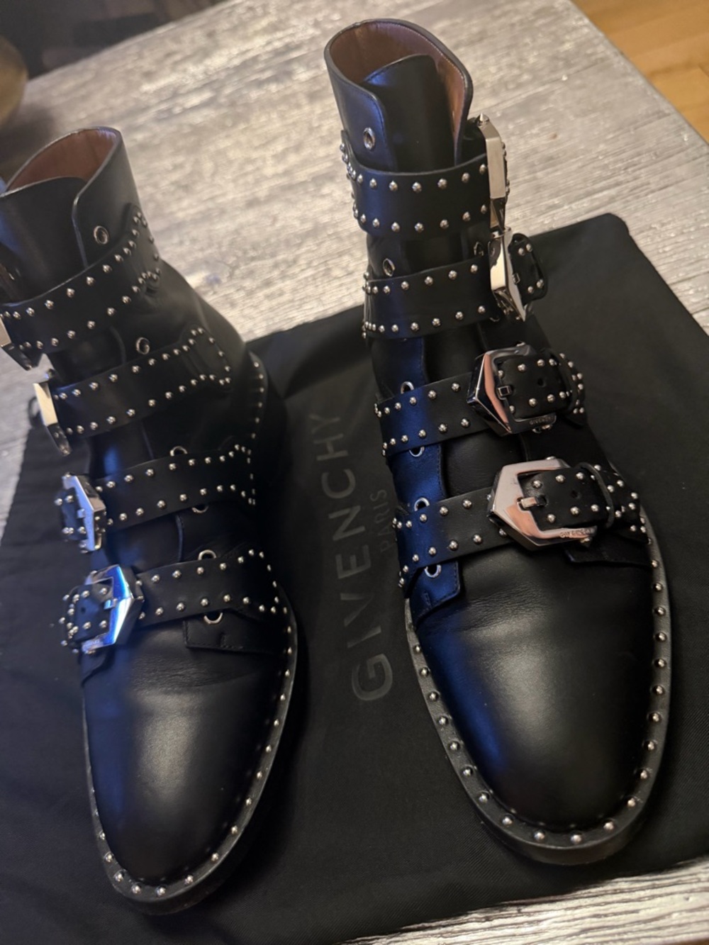 Givenchy Black Studded Leather Ankle Boots